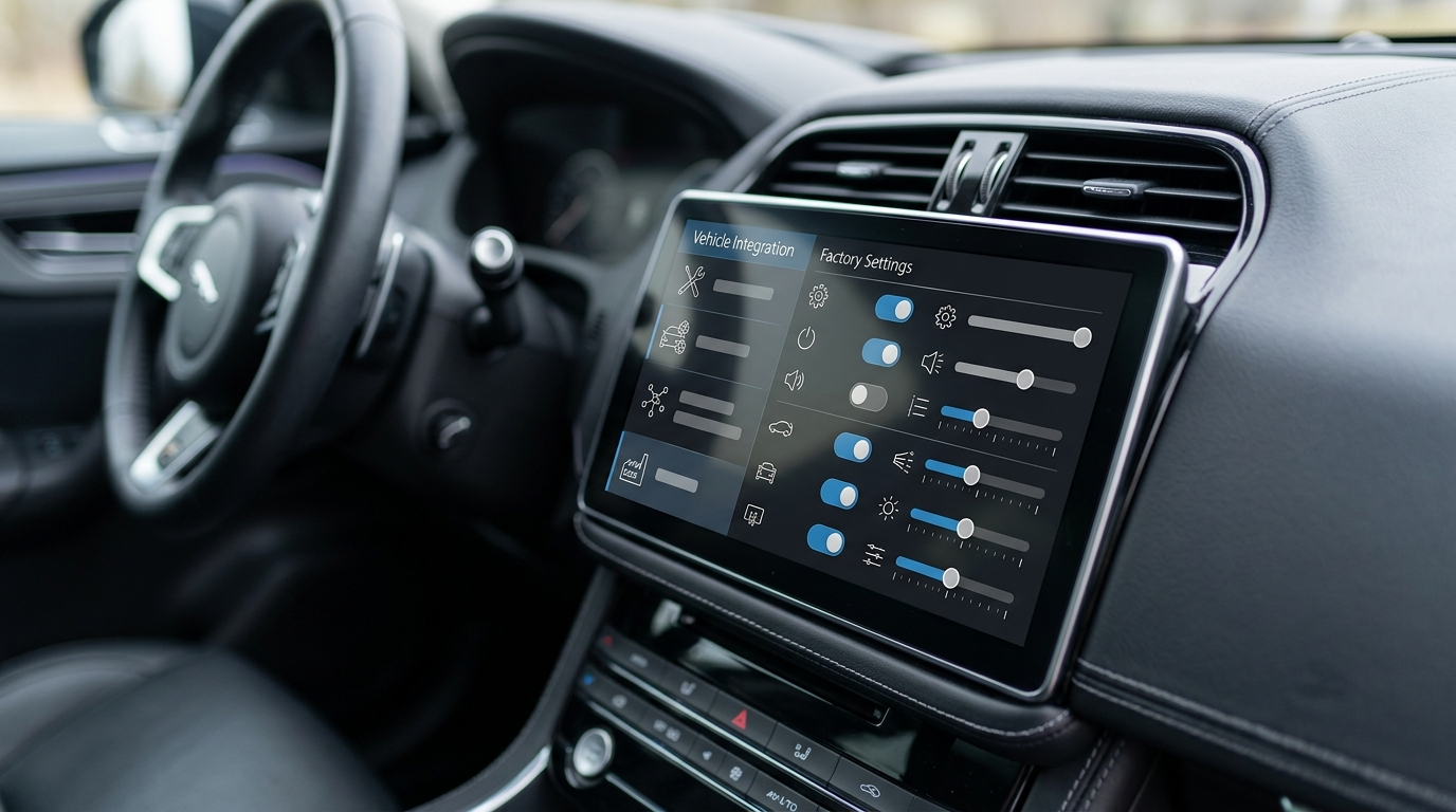 Menu des paramètres d'usine d'un autoradio Android affichant la configuration du décodeur CANBUS.