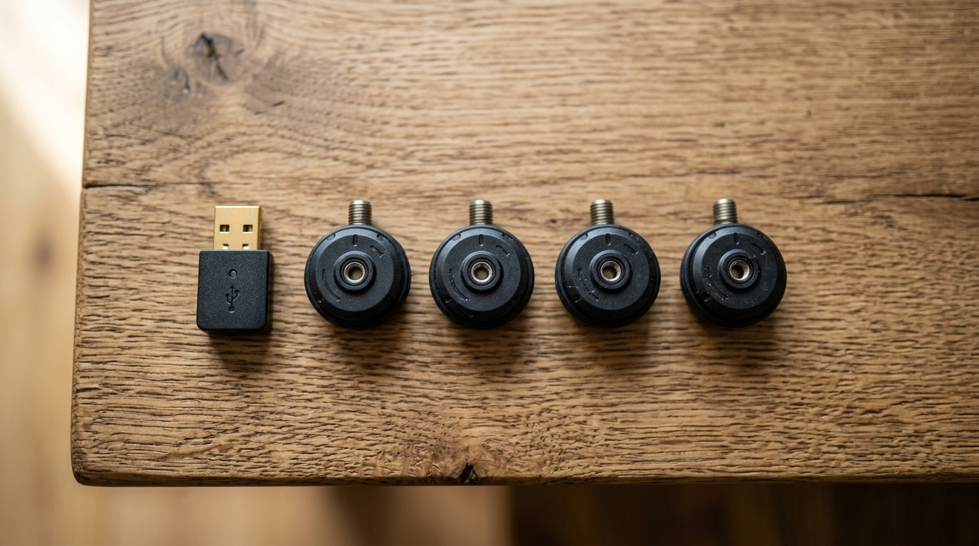 Comparaison entre un dongle récepteur USB TPMS et ses quatre capteurs de pression externes pour autoradio Android.