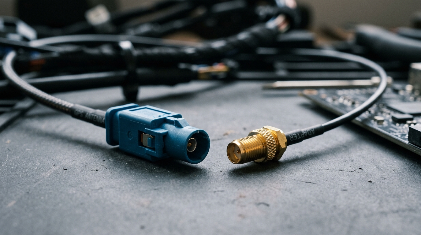Connecteur d'antenne GPS Fakra bleu et adaptateur SMA pour autoradio Android