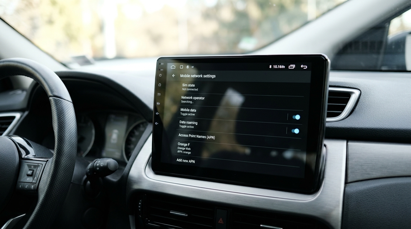 Menu des paramètres réseau et APN sur un autoradio Android